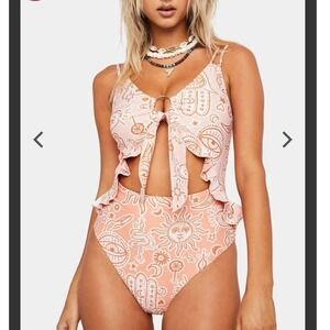 Power 2 The Flower Fleetwood Carlita Sun Moon Cutout One Piece Swimsuit Medium
